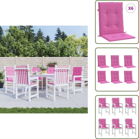 The Living Store Cojines para silla con respaldo bajo 6 uds tela rosa - Cojines para jardín
