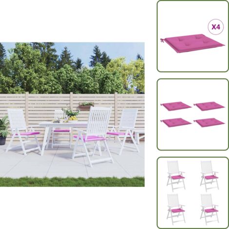 The Living Store Cojines para silla de jardín 4 uds tela rosa 50x50x4 cm - Cojines para jardín