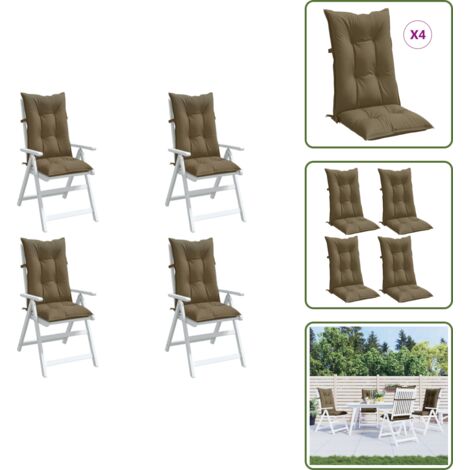 The Living Store Cojines para silla respaldo alto 4 uds tela gris taupe melange - Cojines de jardín