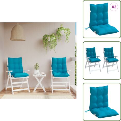 The Living Store Cojines para silla respaldo bajo 2 uds tela Oxford azul claro - Cojines de jardín