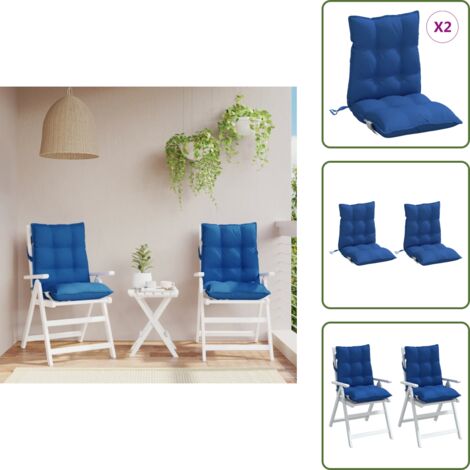 The Living Store Cojines para silla respaldo bajo 2 uds tela Oxford azul real - Cojines de jardín