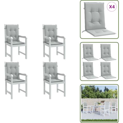 The Living Store Cojines para silla respaldo bajo 4 ud tela gris claro melange - Cojines para jardín