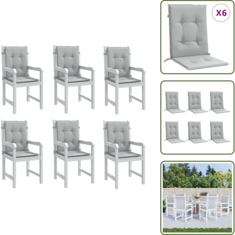 The Living Store Cojines para silla respaldo bajo 6 ud tela gris claro melange - Cojines para jardín