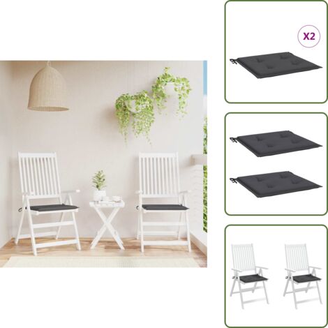 The Living Store Cojines silla de jardín 2 uds tela Oxford antracita 50x50x4 cm - Cojines de silla