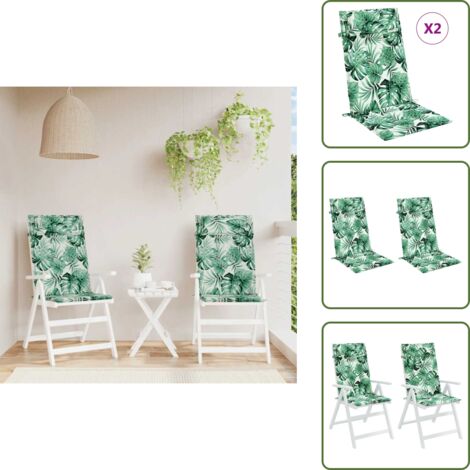 The Living Store Cojines silla respaldo alto 2 uds tela Oxford estampado hojas - Cojines de jardín
