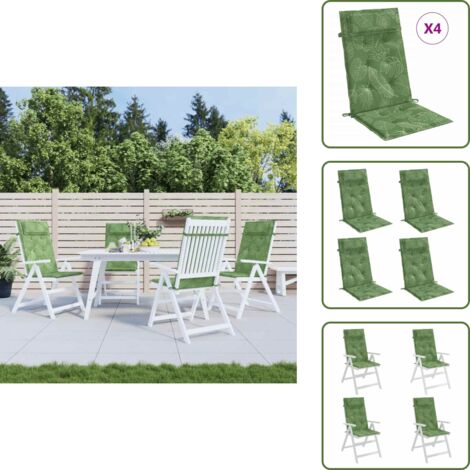 The Living Store Cojines silla respaldo alto 4 uds tela Oxford estampado hojas - Cojines de jardín