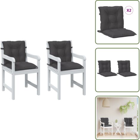 The Living Store Cojines silla respaldo bajo 2 ud tela gris antracita melange - Cojines de jardín