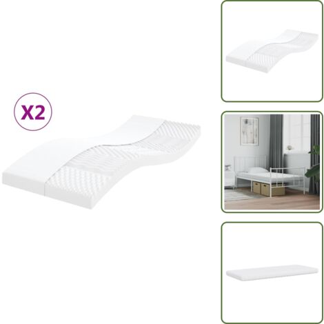 The Living Store Colchones de espuma 2 uds 7 zonas dureza 20ILD blanco 80x200 cm - Soporte para el cuerpo