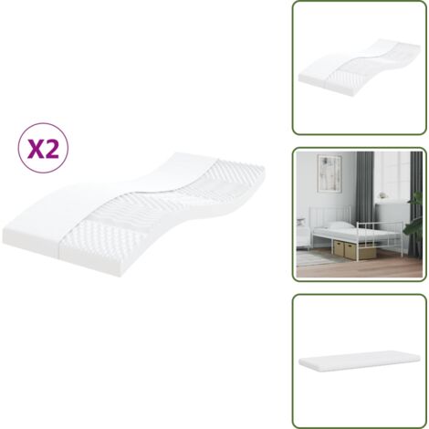 The Living Store Colchones de espuma 2 uds 7 zonas dureza 20ILD blanco 90x200 cm - Soporte de cama