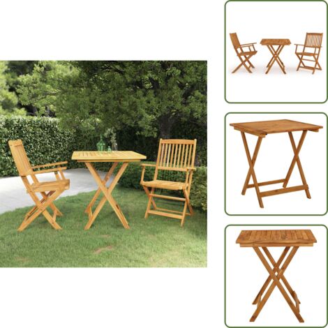 The Living Store Comedor de jardín plegable 3 piezas madera maciza de acacia - Comedor plegable