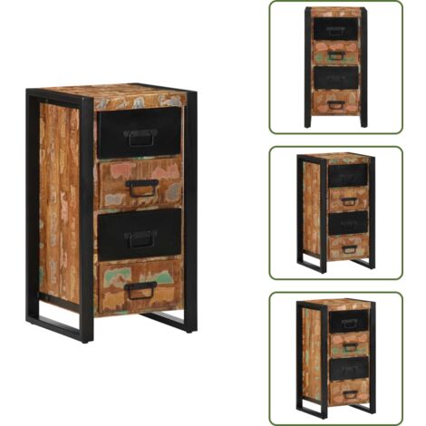 The Living Store Cómoda de madera maciza reciclada multicolor 40x40x75 cm - Cajón de madera reciclada