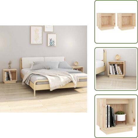 The Living Store Comodini 2 pz 40x30x40 cm in Legno Massello di Pino - Comodino moderno