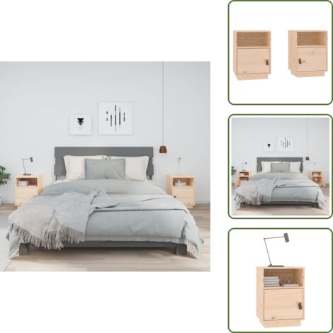 The Living Store Comodini 2 pz 40x34x55 cm in Legno Massello di Pino - Comodino in pino