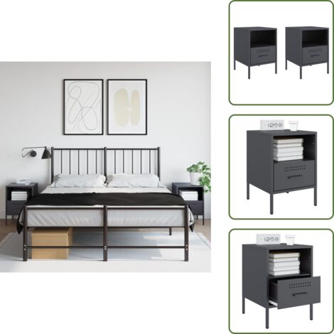 The Living Store Comodini 2 pz Antracite 36x39x50,5 cm in Acciaio - Credenze industriali