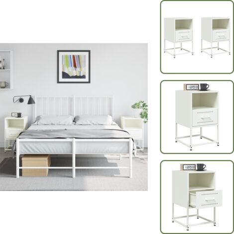 The Living Store Comodini 2 pz Bianchi 36x39x60,5 cm in Acciaio - Comodino industriale