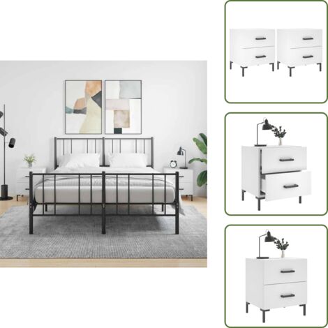 The Living Store Comodini 2 pz Bianchi 40x35x47,5 cm in Legno Multistrato - Comodino in legno