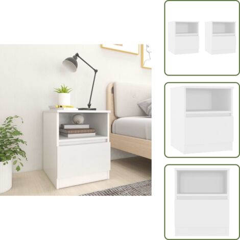 The Living Store Comodini 2 pz Bianchi 40x40x50 cm in Legno Multistrato - Comodino in legno