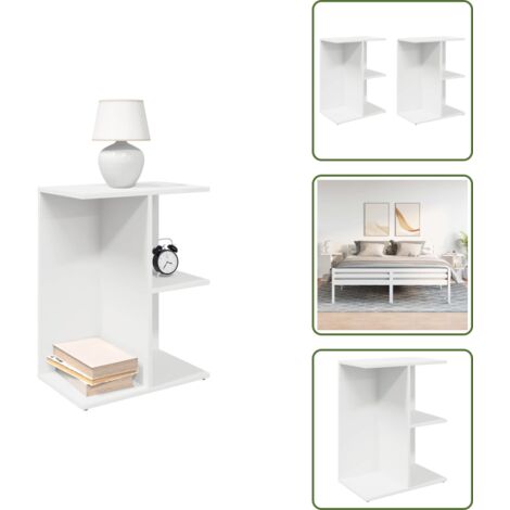 The Living Store Comodini 2 pz Bianchi 46,5x29x61 cm in Legno Multistrato - Comodino da camera