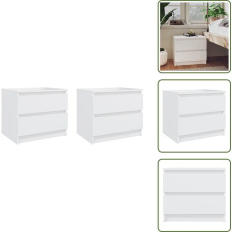 The Living Store Comodini 2 pz Bianchi 50x39x43,5 cm in Legno Multistrato - Comodino bianco