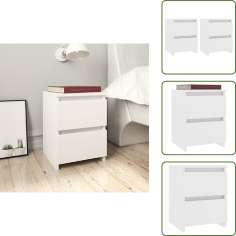 The Living Store Comodini 2 pz Bianco 30x30x40 cm in Legno Ingegnerizzato - Comodino in legno