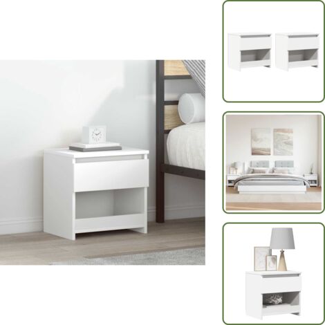 The Living Store Comodini 2 pz Bianco 40x30x39 cm in Legno Ingegnerizzato - Comodino in legno ingegnerizzato