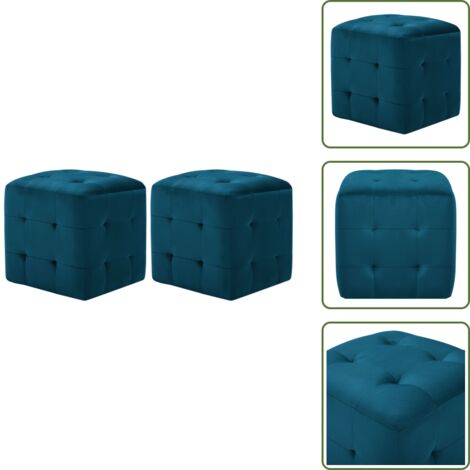 The Living Store Comodini 2 pz Blu 30x30x30 cm in Tessuto Vellutato - Comodino in tessuto
