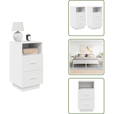 The Living Store Comodini 2 pz con 2 Cassetti Bianchi 36x36x68 cm - Cassetti