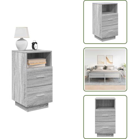 The Living Store Comodini 2 pz con 2 Cassetti Grigio Sonoma 36x36x68 cm - Armadio