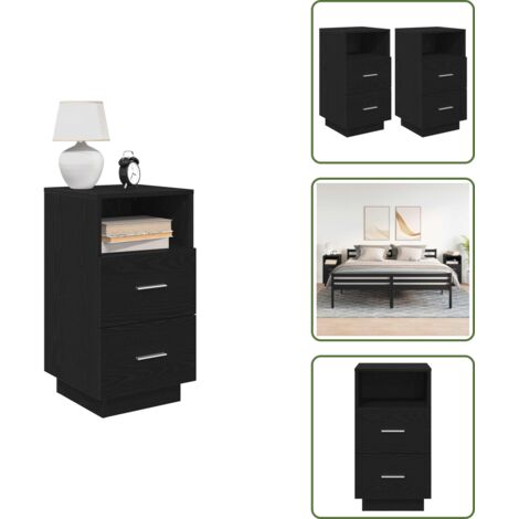 The Living Store Comodini 2 pz con 2 Cassetti Neri 36x36x68 cm - Cassetti