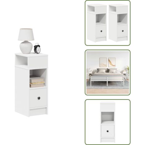 The Living Store Comodini 2 pz con Cassetto Bianchi 25x31x66 cm - Armadio