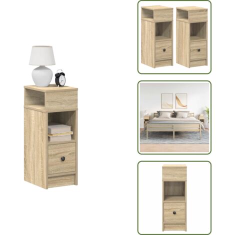 The Living Store Comodini 2 pz con Cassetto Rovere Sonoma 25x31x66 cm - Armadio