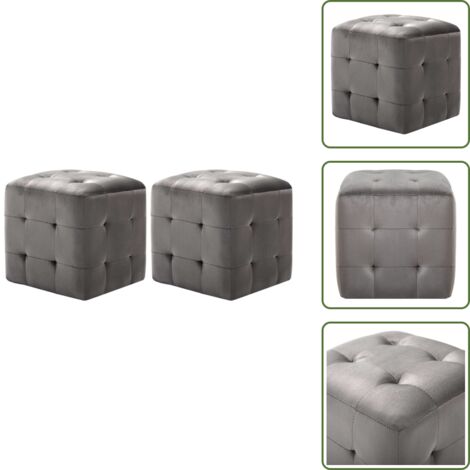 The Living Store Comodini 2 pz Grigio 30x30x30 cm in Tessuto Vellutato - Comodino in tessuto