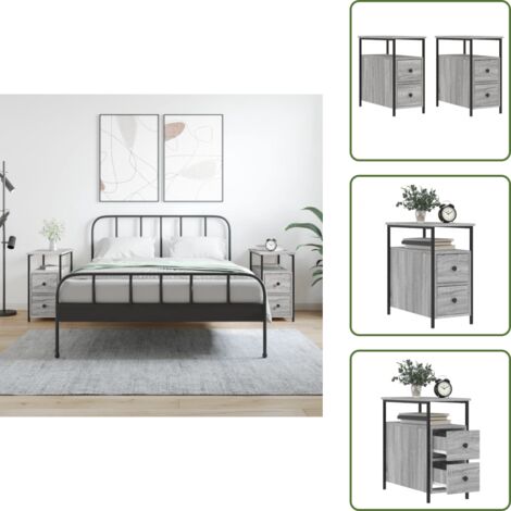 The Living Store Comodini 2 pz Grigio Sonoma 30x60x60 cm in Legno Multistrato - Comodino grigio