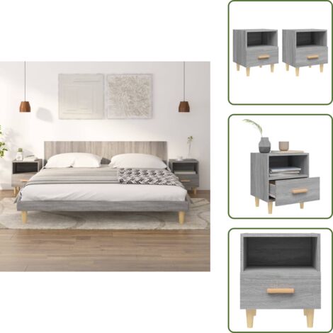 The Living Store Comodini 2 pz Grigio Sonoma 40x35x47 cm - Comodino in legno