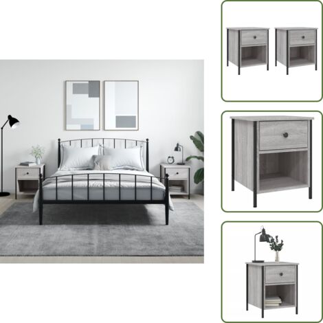 The Living Store Comodini 2 pz Grigio Sonoma 40x42x50 cm in Legno Multistrato - Comodino da camera da letto