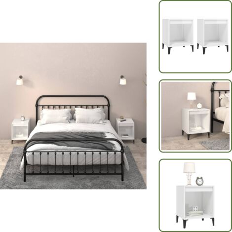 The Living Store Comodini 2 pz in Bianco Lucido 40x35x50 cm - Comodino
