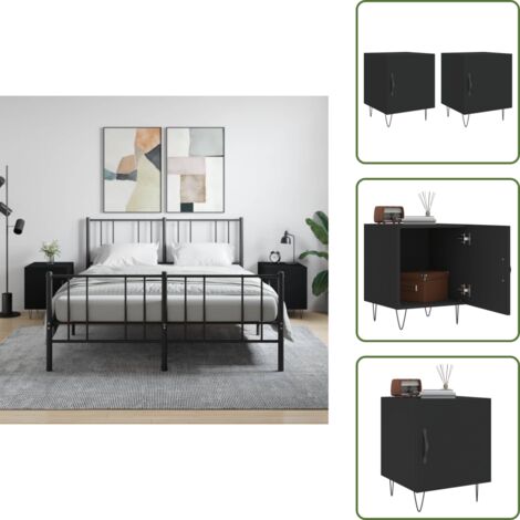 The Living Store Comodini 2 pz Neri 40x40x50 cm in Legno Multistrato - Comodino in legno