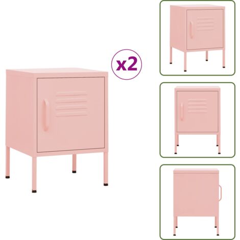 The Living Store Comodini 2 pz Rosa 35x35x51 cm in Acciaio - Comodino in acciaio