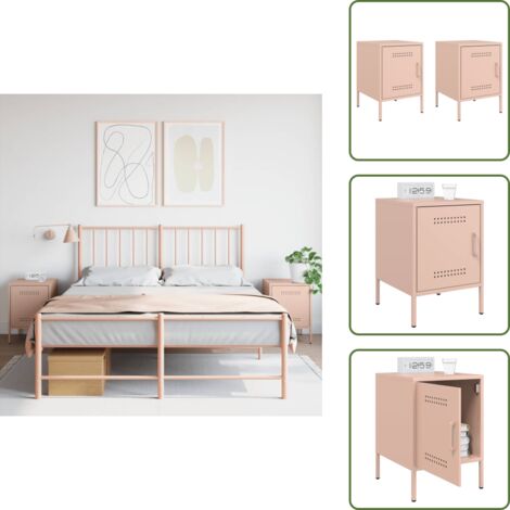 The Living Store Comodini 2 pz Rosa 36x39x50,5 cm in Acciaio - Comodino rosa