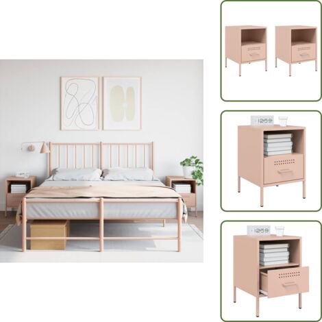 The Living Store Comodini 2 pz Rosa 36x39x50,5 cm in Acciaio - Credenze industriali