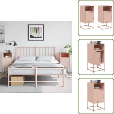 The Living Store Comodini 2 pz Rosa 36x39x78 cm in Acciaio - Comodino rosa