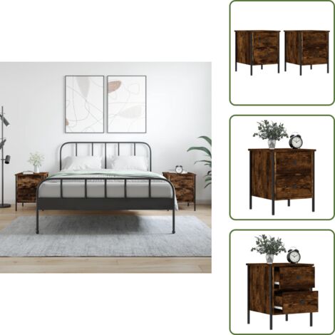 The Living Store Comodini 2 pz Rovere Fumo 40x42x50 cm in Legno Multistrato - Comodino industriale