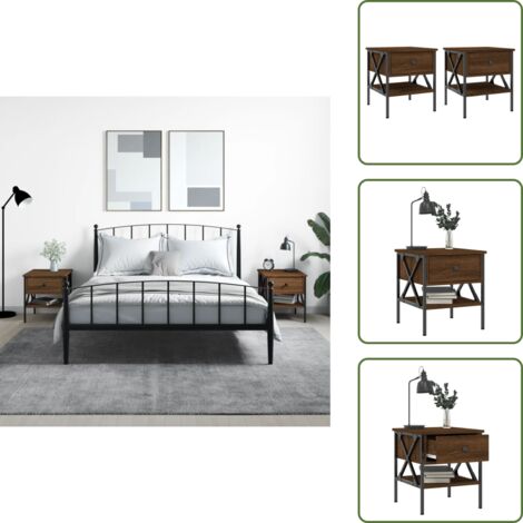 The Living Store Comodini 2 pz Rovere Marrone 40x42x45 cm in Legno Multistrato - Tavolino notte