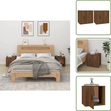 The Living Store Comodini 2 pz Rovere Marrone 50x39x47 cm - Comodino marrone