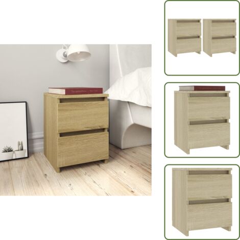 The Living Store Comodini 2 pz Rovere Sonoma 30x30x40 cm in Legno Multistrato - Comodino rovere sonoma