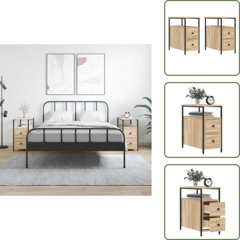 The Living Store Comodini 2 pz Rovere Sonoma 30x60x60 cm in Legno Multistrato - Comodino rovere sonoma