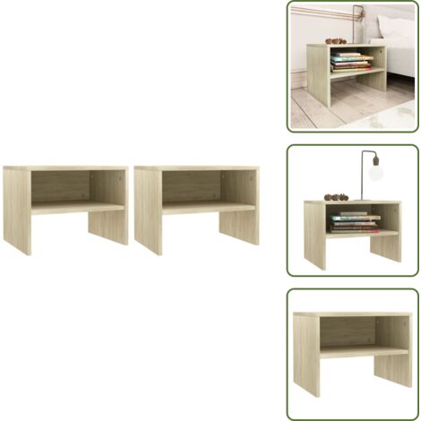 The Living Store Comodini 2 pz Rovere Sonoma 40x30x30 cm in Legno Multistrato - Comodino rovere sonoma