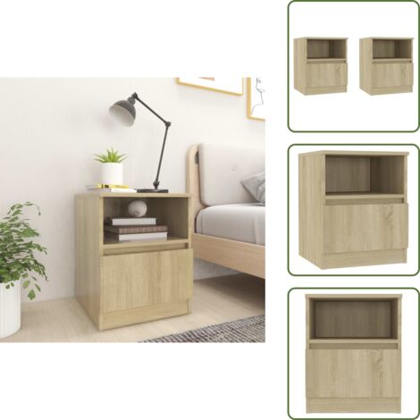 The Living Store Comodini 2 pz Rovere Sonoma 40x40x50 cm in Legno Multistrato - Comodino rovere sonoma