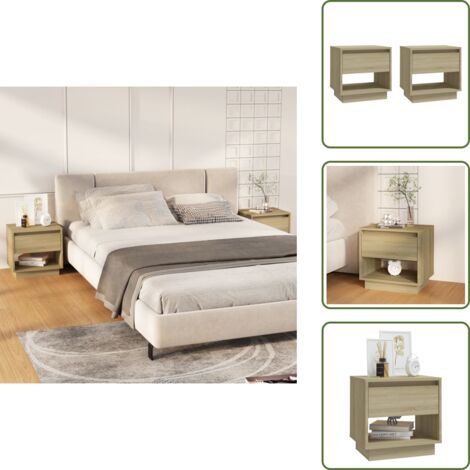 The Living Store Comodini 2 pz Rovere Sonoma 45x34x44 cm in Truciolato - Comodino rovere sonoma