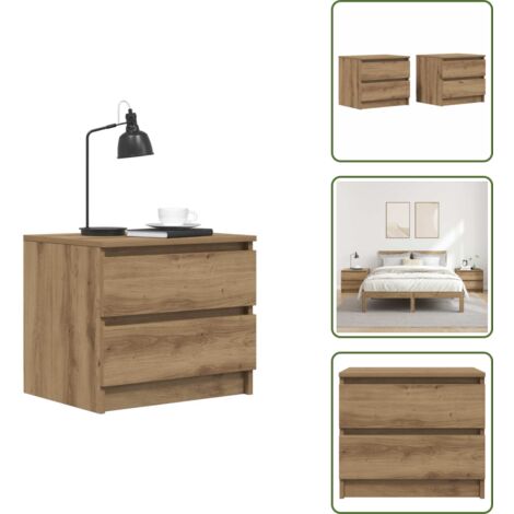 The Living Store Comodini 2pz Rovere Artigianale 50x40x43.5 cm Legno Multistrato - Comodino industriale